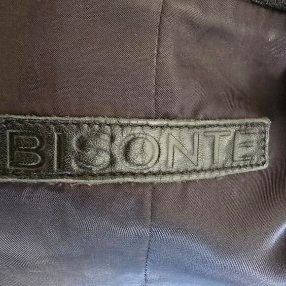 BISONTE Womens Black Leather Jacket Size XS Zip Up Hand Made In Australia Preppy - Picture 7 of 8